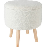 Taburet cu sezut din pluș, picioare de pin, Ø 40 cm