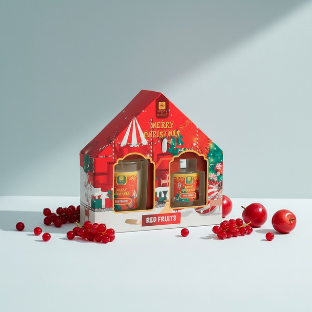 Set de parfum ulei 40 ml + lumânare, fructe roșii