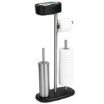 Suport RIVAZZA pentru hârtie și perie de toaletă cu raft și coș, 4in1, negru, WENKO