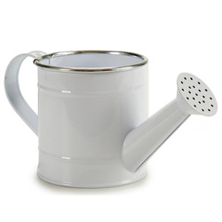 Husa ghiveci sub formă de stropitoare, metal, alb