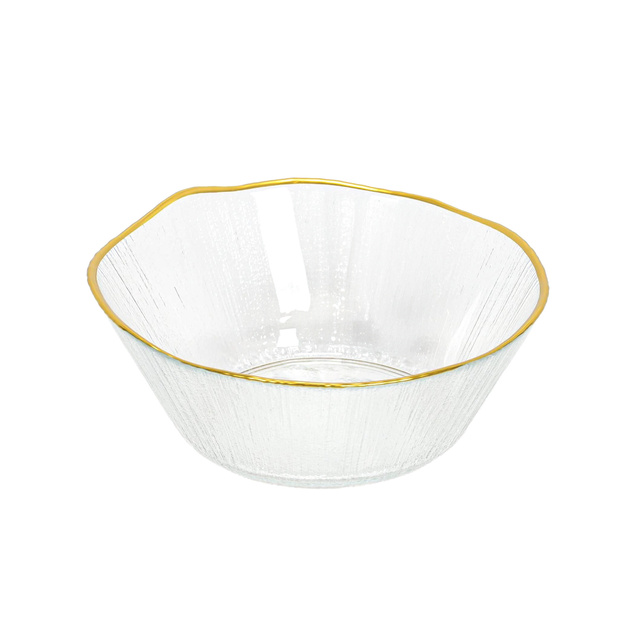 Bol de sticlă cu margine aurie DATURA, 15 cm