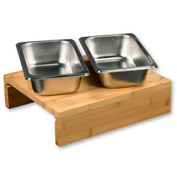 Tocator din bambus cu doua recipiente din otel inoxidabil, Kesper