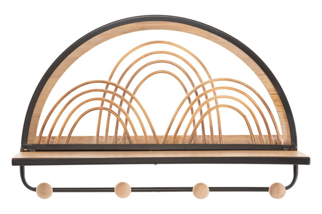 Raft de perete din ratan cu carlige