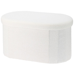 Taburet bouclé alungit cu spațiu de depozitare BINI, 71 x 39,5 x 39 cm