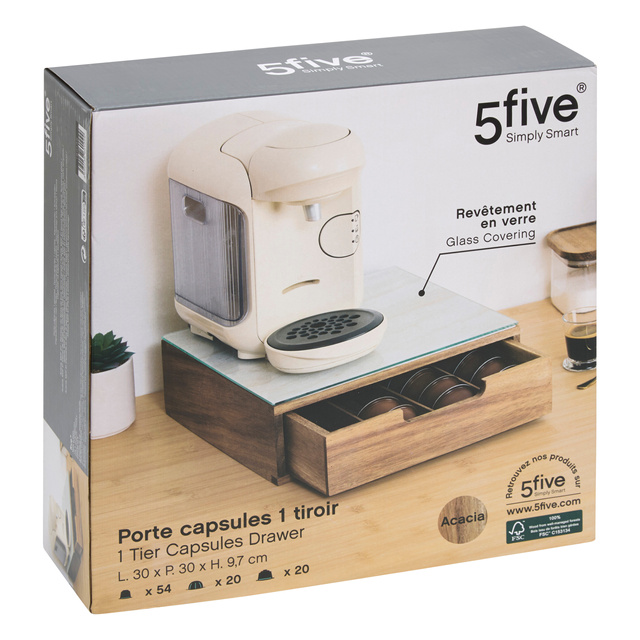 Recipient de capsule de cafea NATU, lemn de acacia