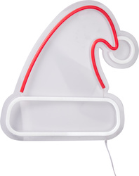 Neon de Crăciun pentru perete, LED, 23 x 22 cm, pălărie de Moș Crăciun