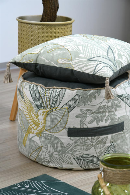 Puf din bumbac cu maner, BOTANYS, 40 x 30 cm