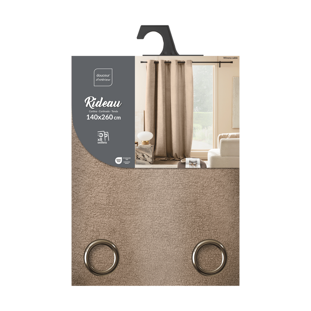 Cortină cu inele 140 x 260 cm WINONA, bej