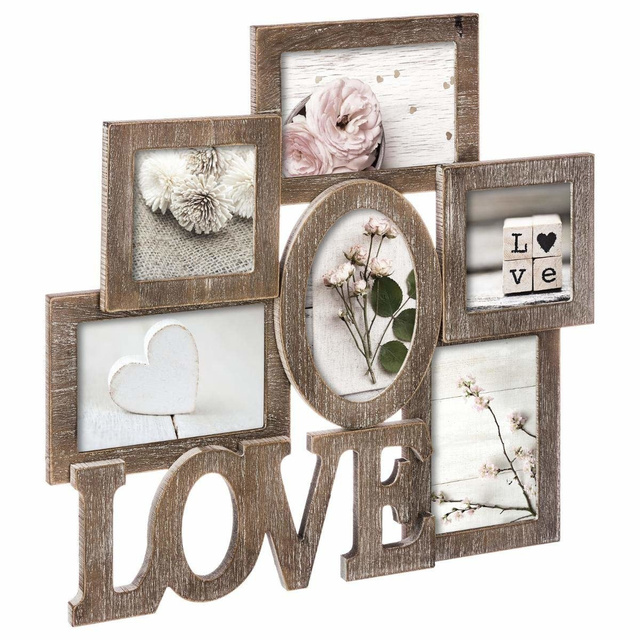 Rama foto LOVE cu spațiu pentru 6 fotografii