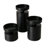 Set 3 suporturi de lumanare de masa, pentru lumanari groase Meril, 7,5 cm, negru
