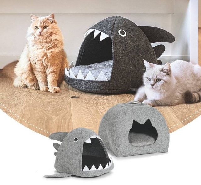 Casă pentru pisici - Pat rechin, pâslă, 45x38x32 cm, ZELLER