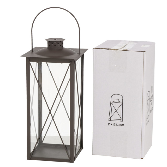 Lantern metalic lumanare, geam de sticla, FAROL, 30 cm