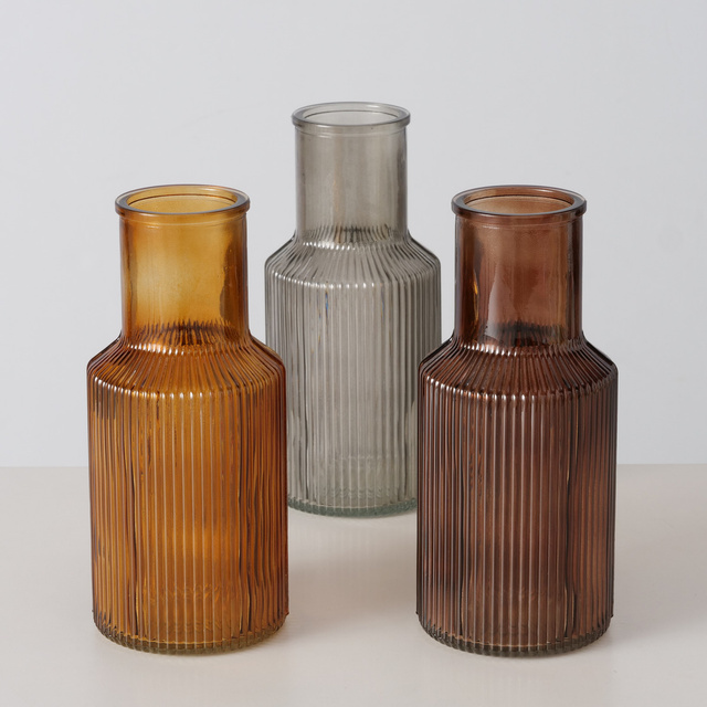 Vaza din sticla nervurata MISAM, 22 cm