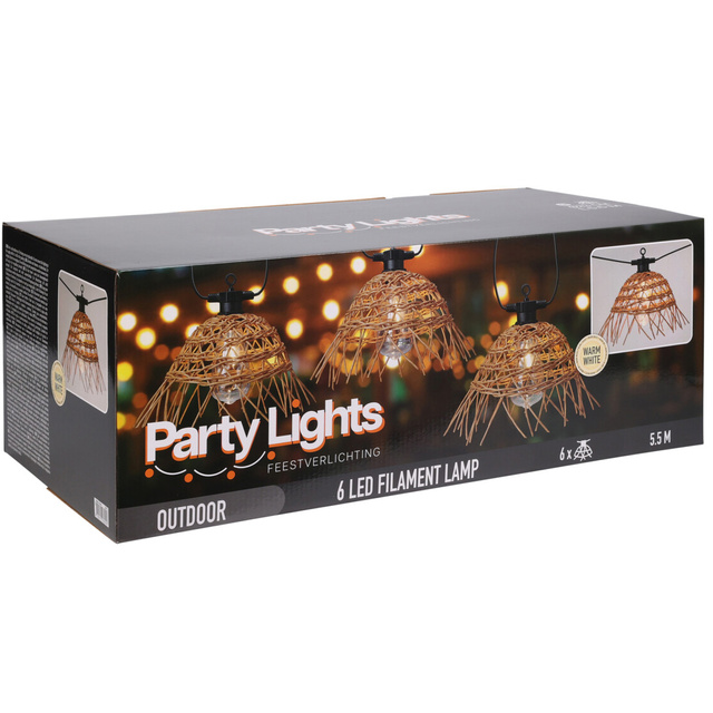 Ghirlanda de iluminat din ratan, 6 lumini