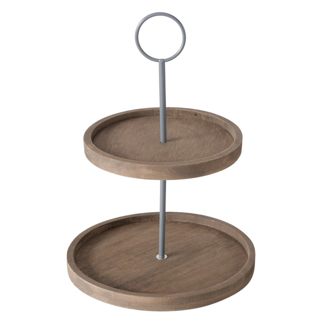 Platou decorativ din lemn Samina, doua nivele, inaltime 35 cm