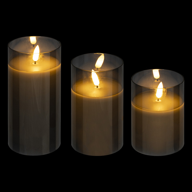 SENA set de lumânări LED sticlă negru