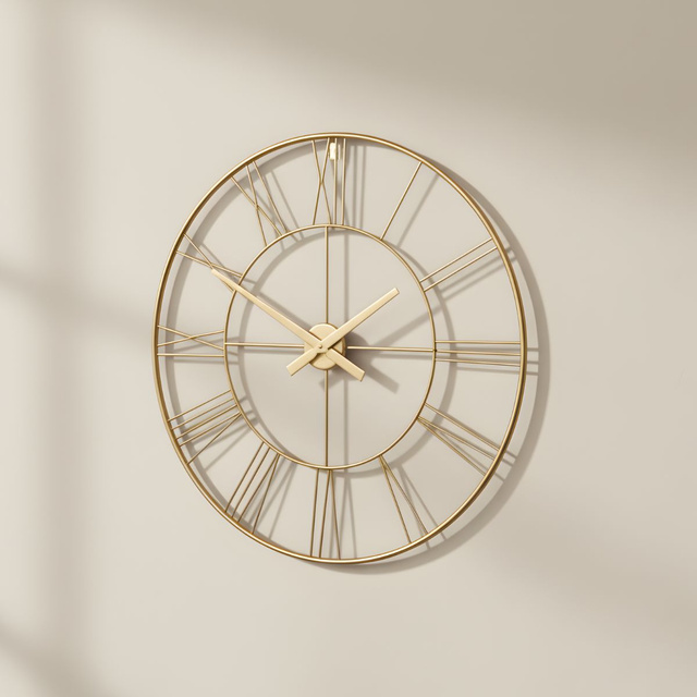 Ceas de perete în stil industrial ARATIO, Ø 70 cm, auriu