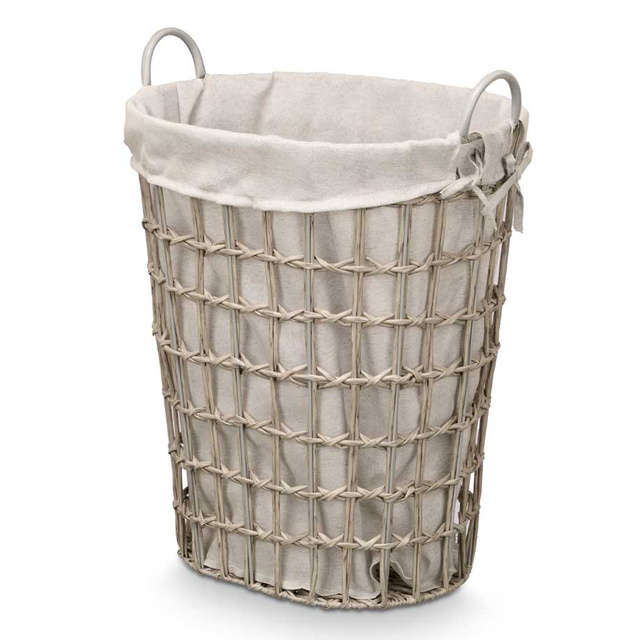 Coș de rufe cu inserție din material textil și mânere, 58 cm