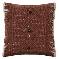 Perna decorativa cu franjuri Ali, macrame, margele, 40 x 40 cm