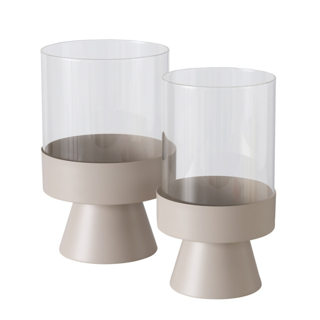 Sfeșnice din sticlă Pallas, picior metalic, 2 buc