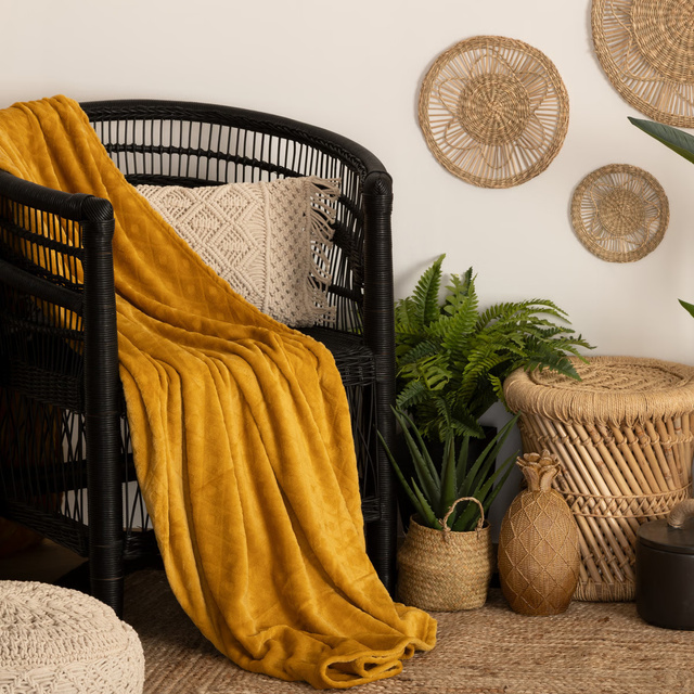 Pătură moale, cuvertură de pat LOSAN, carouri 3D, 180 x 230 cm