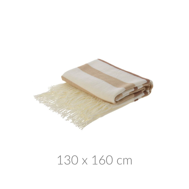 Patura cu franjuri, in dungi, din acril, 130 x 160 cm