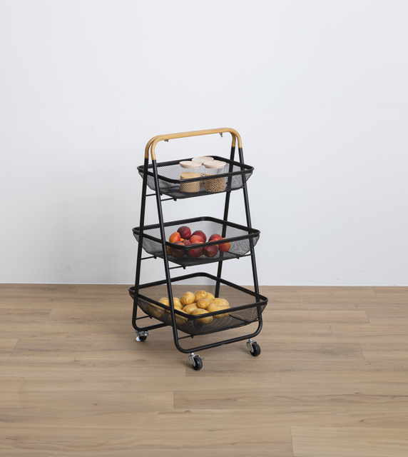 Cărucior de bucătărie MAYAJ, 3 coșuri