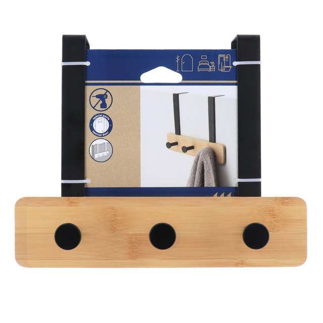 Suport metalic pentru ușă, 3 cârlige, 20 x 25 x 9 cm