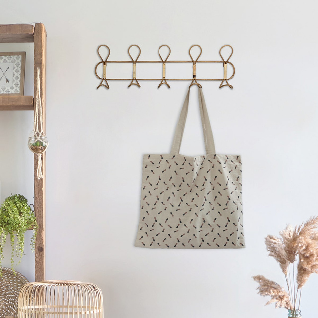 Umeraș de perete din ratan, 5 cârlige