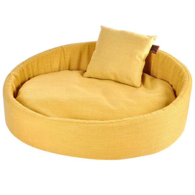 Pat pentru caine cu perna COSY, 80 x 60 cm, galben