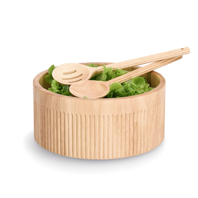 Bol cilindric cu striatii, bambus, Ø 27 x 12 cm