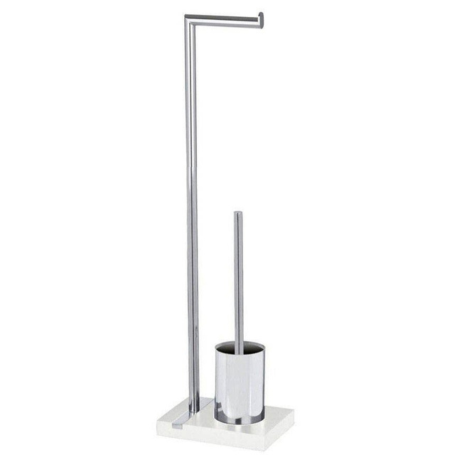 Suport pentru hârtie igienică și perie pentru toaletă, NOBLE WHITE - 2 în 1, WENKO, alb