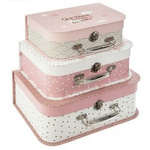 Set 3 cutii decorative din carton, Roz