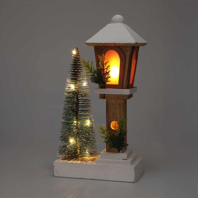 Figurină din lemn de brad cu LED Lanternă, 37 cm