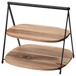 Pateră cu două niveluri pentru gustări QUEST, din lemn de acacia, 27 x 18 x 25 cm