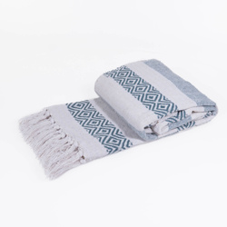 Patura cu franjuri, in dungi, jacard, 130 x 170 cm