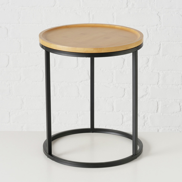 Set mese laterale cu blat din bambus BORINO, inaltime 38-45 cm