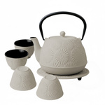 Căldare din fontă cu cești și suport KOGA, 1200 ml, albă