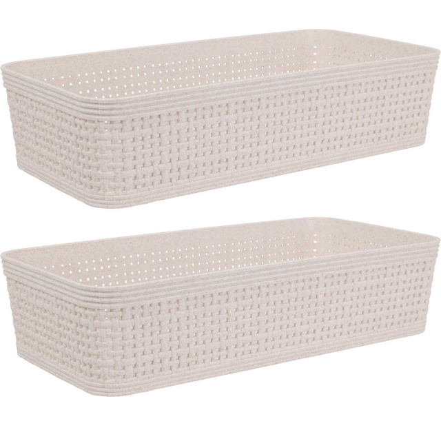 Coșuri de organizare din plastic, 25 x 13,5 x 6 cm, 2 buc.