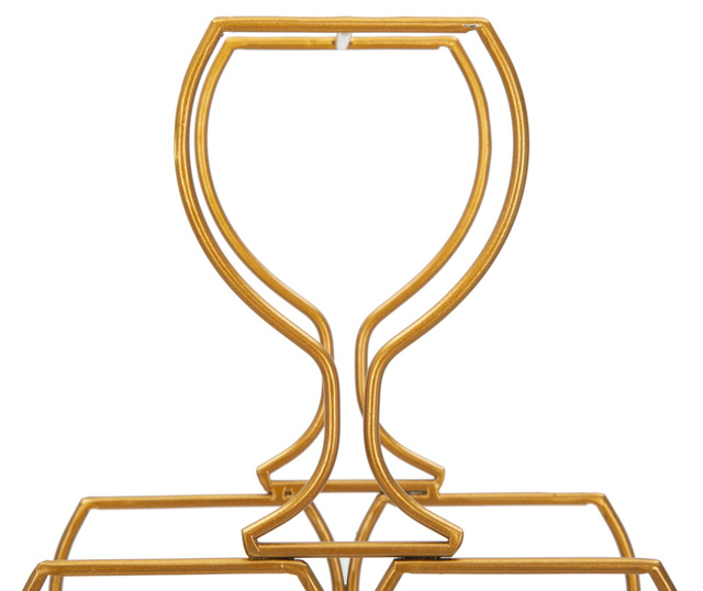 Suport pentru 6 sticle de vin, auriu, 31 x 12 x 53 cm
