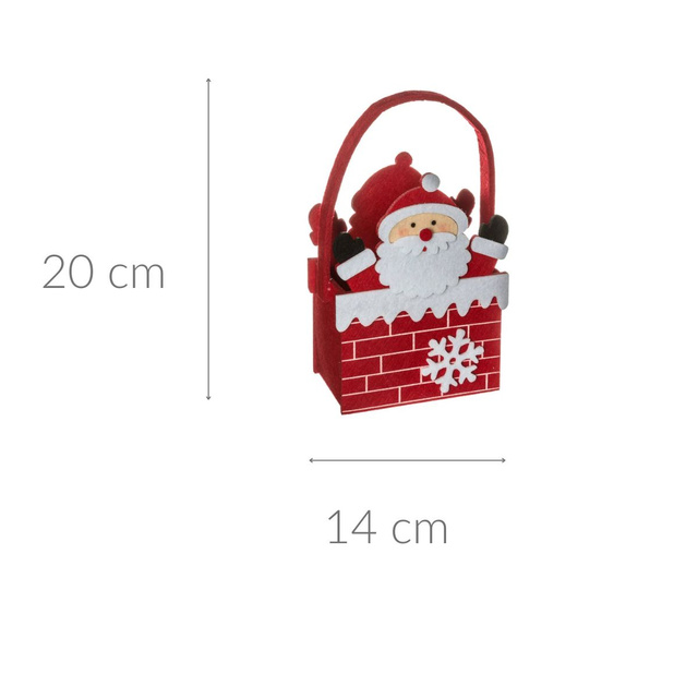 Cos din fetru in forma de Mos Craciun, 20 cm