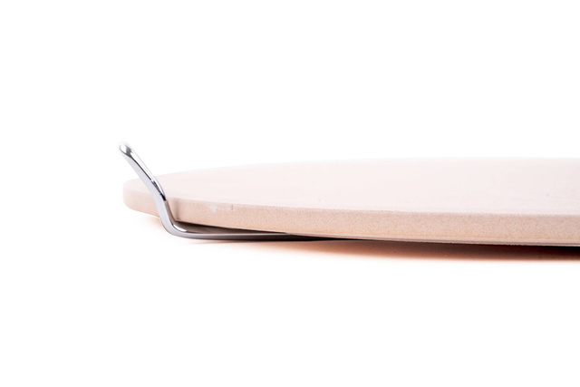 Piatră pentru coacerea pizzei, pâinii + suport metalic pentru servire