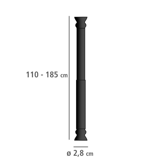 Șină de duș telescopică, 110 - 185 cm, negru, WENKO