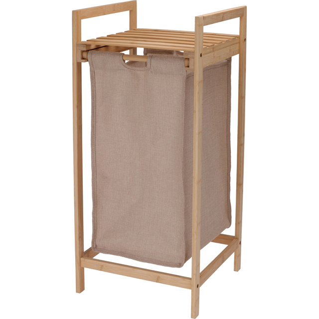 Coș de rufe îngust cu cadru din bambus, 33 x 33 x 73 cm