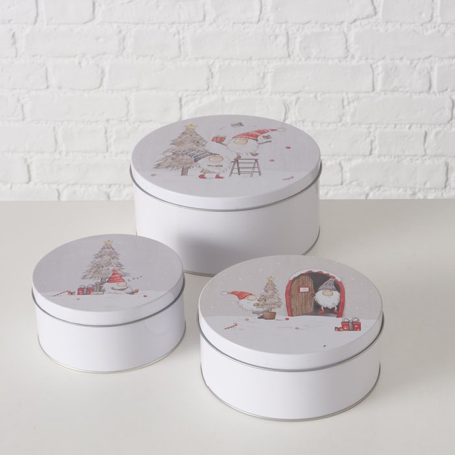 Set de trei cutii de depozitare FIETE, Ø 14-20 cm