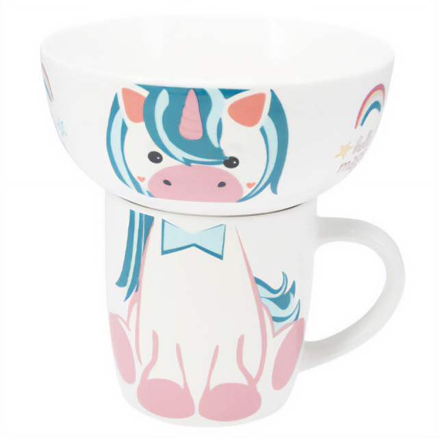 Set cadou pentru copii: bol și cană din porțelan, 600 ml + 360 ml