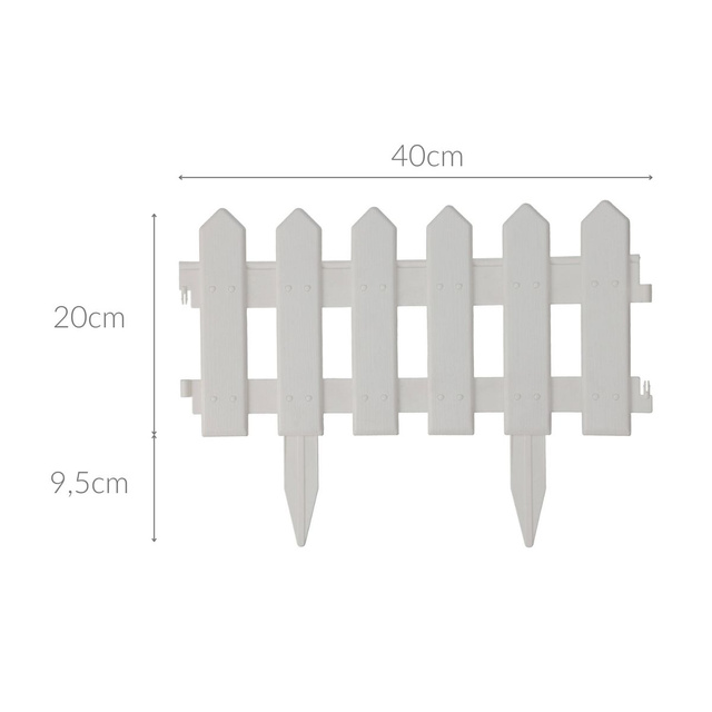 Palisadă de grădină, plastic, 40 x 20 cm