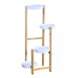 Stand pentru flori din bambus cu suporturi din plastic