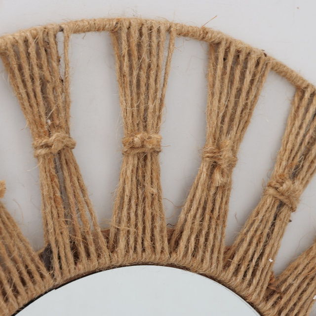 Oglindă de perete Merik, cadru împletit, Ø 58 cm