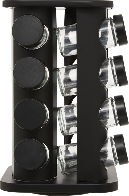 Organizer metalic pentru condimente ROTA, 16 borcane din sticlă